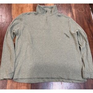 Joseph Abboud Size Large Green 1/4 Zip Sweater Cotton Modal Preppy Old Money